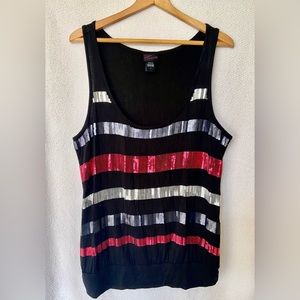 Torrid Red and Silver Sequin Tank, Size 1, *Sparkle for the Holidays*